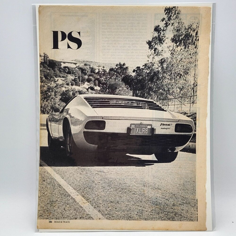 Lamborghini Miura IXLR8 December 1978 Road & Track Magazine PS Page